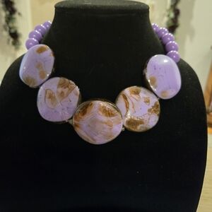 Purple and Brown Beaded Necklace